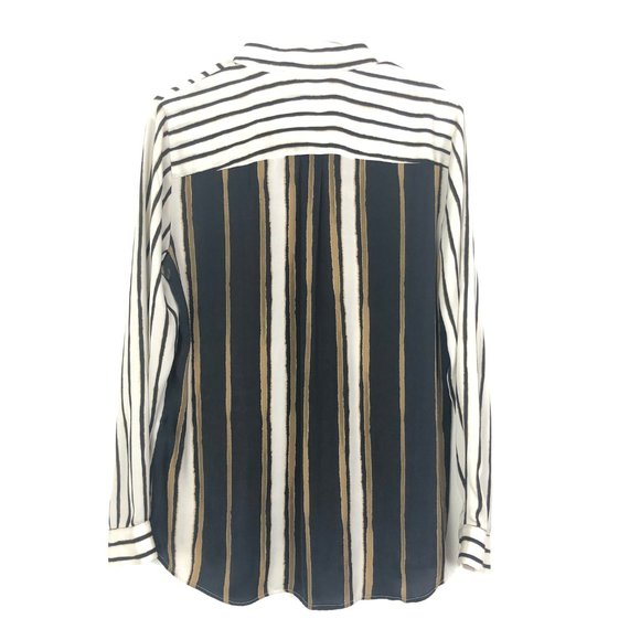 Mason Cream Striped Button Down Size 8 - Picture 2 of 6